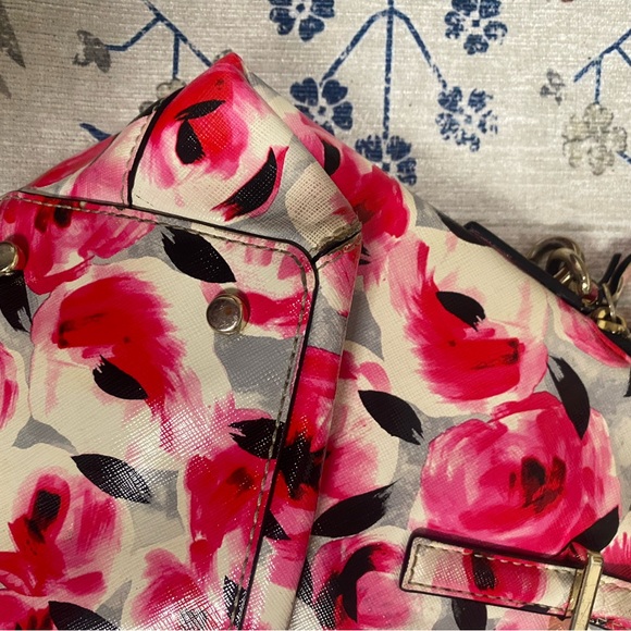 Kate Spade Cedar Street Maise Rose Print Satchel Saffiano Leather Floral (flaws) - Picture 10 of 16